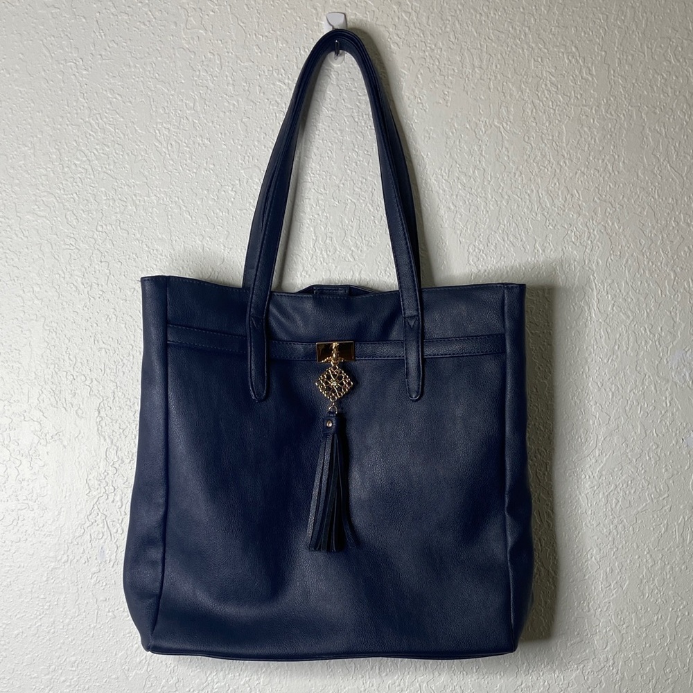 Avon Midnight Blue Tote with Tassel Accent
